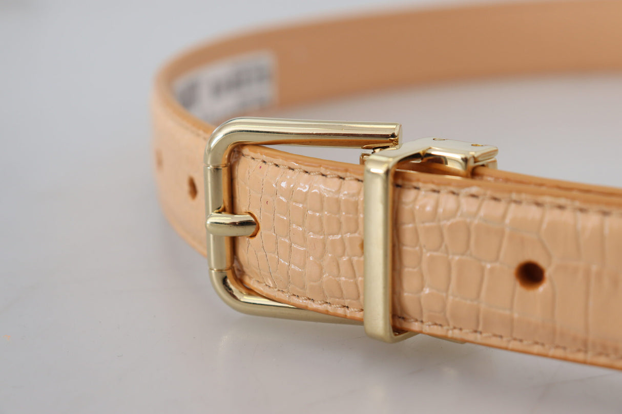 Dolce & Gabbana Beige Exotic Leather Gold Metal Buckle Belt