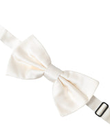 Dolce & Gabbana Off White Silk Adjustable Neck Men Bow Tie