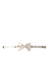 Dolce & Gabbana Off White Silk Adjustable Neck Men Bow Tie