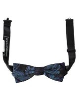 Dolce & Gabbana Black Blue Brocade Adjustable Neck Men Bow Tie