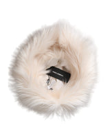 Dolce & Gabbana White Acrylic Fur Womens Bucket Hat