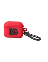 Dolce & Gabbana Red Silicone Rubber Logo Embossed Airpods Case