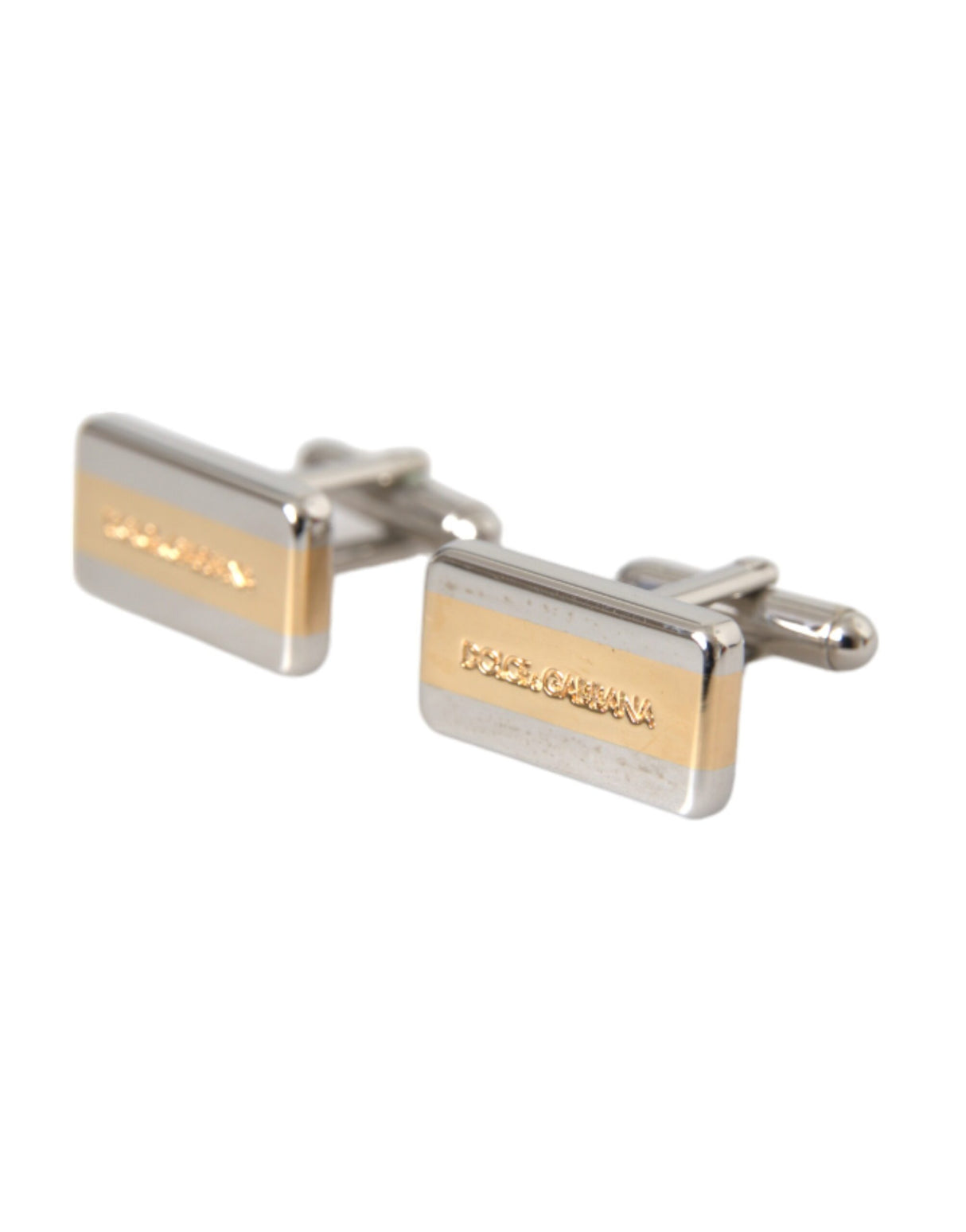 Dolce & Gabbana Silver Gold Plated Brass DG Logo Pin Cufflinks