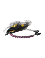 Dolce & Gabbana Black Lemons Sicily Purple Crystal Net Headband Diadem