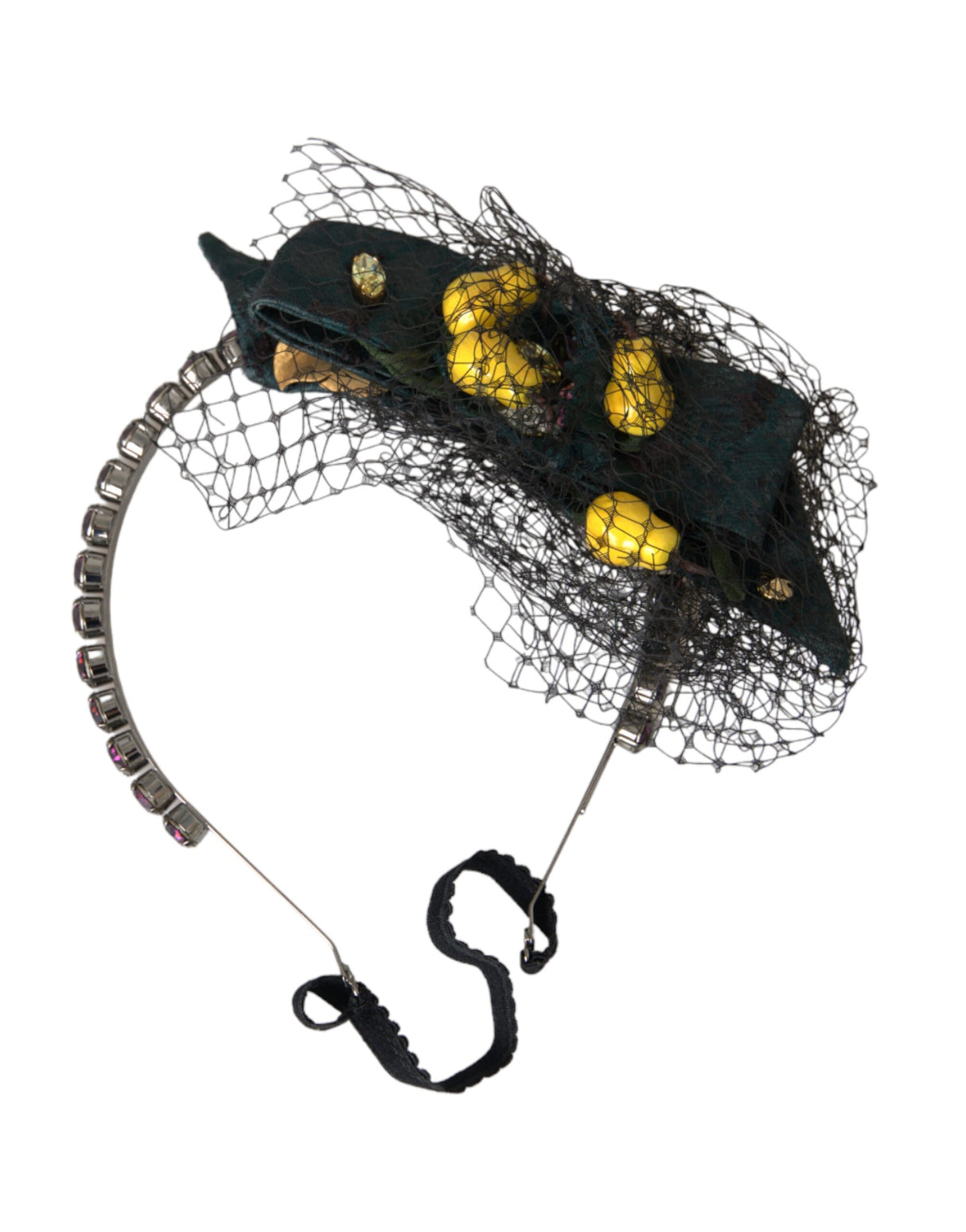 Dolce & Gabbana Black Lemons Sicily Purple Crystal Net Headband Diadem