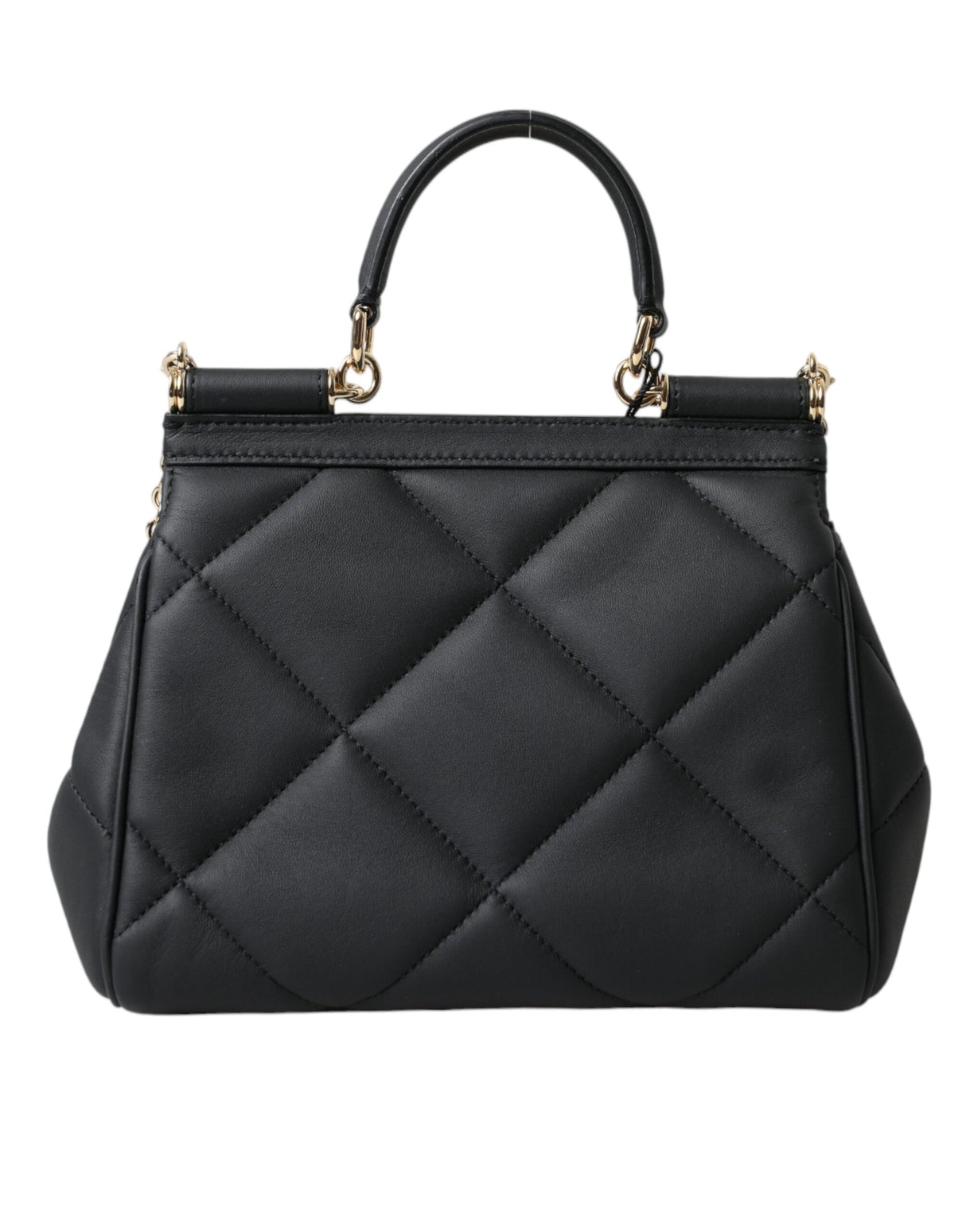 Dolce & Gabbana Black Quilted Leather Borse Top Handle Shoulder SICILY Bag - Women's