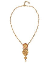 Dolce & Gabbana Gold BrassChain Sacred Heart Rose Crystal Charm Necklace