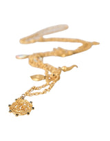 Dolce & Gabbana Gold Tone Chain Brass Charm Statement Sicily Necklace