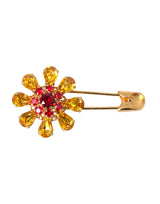 Dolce & Gabbana Gold Brass Floral Crystal Jewelry Brooch Pin