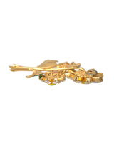 Dolce & Gabbana Gold Yellow Green Filigree Flower Crystals Brooch Pin