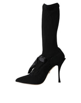 Dolce & Gabbana Black Stiletto Heels Mid Calf Boots Shoes