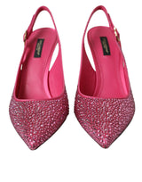 Dolce & Gabbana Pink Strass Crystal Heels Slingbacks Shoes