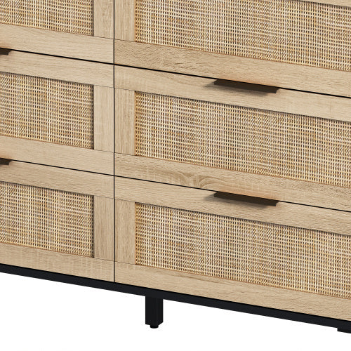Drawers Rattan Storage Cabinet Rattan Drawer,for Bedroom,Living Room,Black