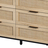 Drawers Rattan Storage Cabinet Rattan Drawer,for Bedroom,Living Room,Black