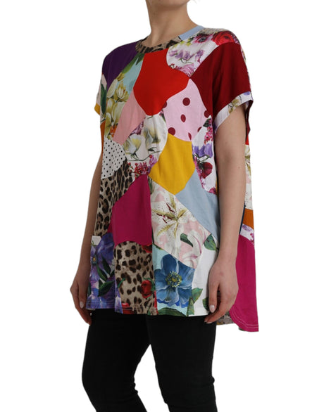 Dolce & Gabbana Multicolor Patchwork Cotton Silk Blouse Top