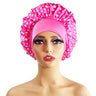 Wide-Brimmed Satin Printed Shower Cap for Beauty