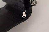 Dolce & Gabbana Black Leather Bifold Shoulder Sling Women Wallet