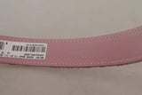 Dolce & Gabbana Pink Jaquard Embroidered Gold Tone Metal Buckle Belt