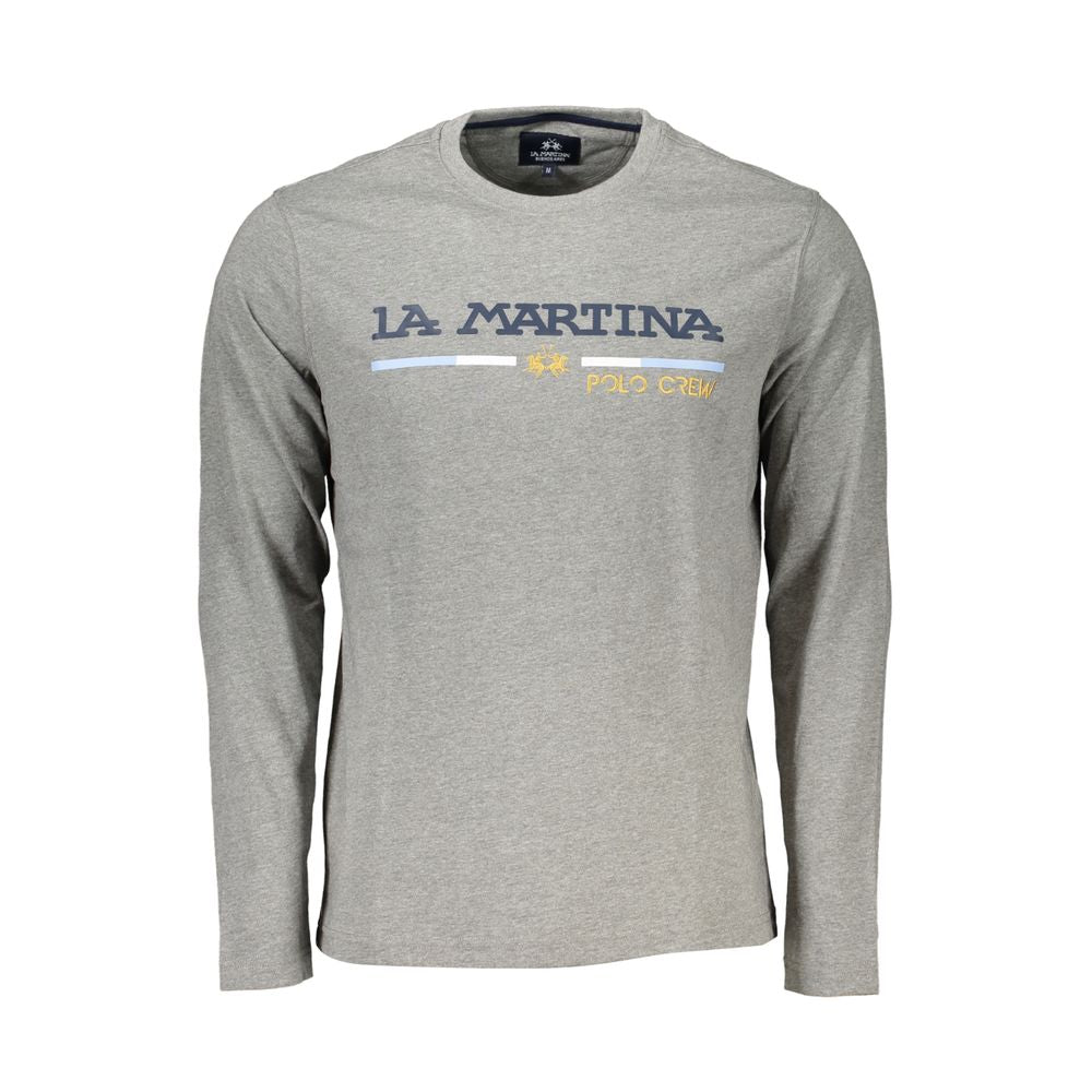 La Martina Elegant Crew Neck Embroidered Long Sleeve Tee