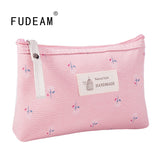 FUDEAM Flower Print Canvas Makeup and Toiletries Bag