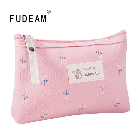FUDEAM Flower Print Canvas Makeup and Toiletries Bag