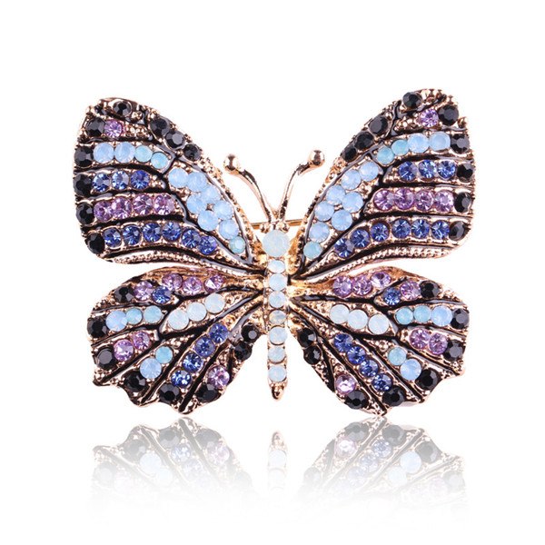Colorful Rhinestone Alloy Butterfly Brooch Accessory