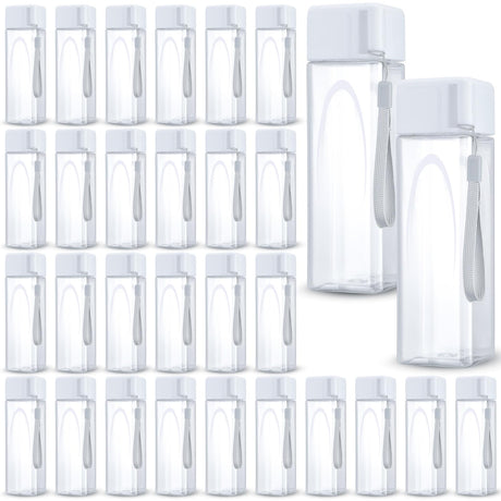 Mifoci 30 Pcs Water Bottle Bulk 17 oz Plastic Sports Water Bottles for Kids Adults Reusable Leak Proof Portable Drink Bottles Large for School Classroom Travel Camping Fitness Office(White)