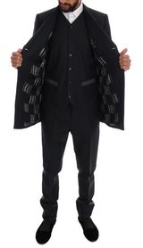 Dolce & Gabbana Gray Wool Double Breasted 3 Piece Suit