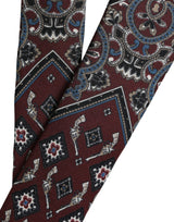 Dolce & Gabbana Bordeaux Printed 100% Silk Adjustable Men Tie