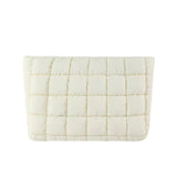 CECKQUE Soft Checkered Quilted Puffy Makeup Bag for Women Aesthetic Puffer Cosmetic Bag Pouch for Purse (White)