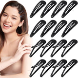 PAGOW 16 Pcs Black Snap Hair Clips 2"/5cm Metal Hair Barrettes Thicken Hair Accessories for Women Thin and Thick Hair