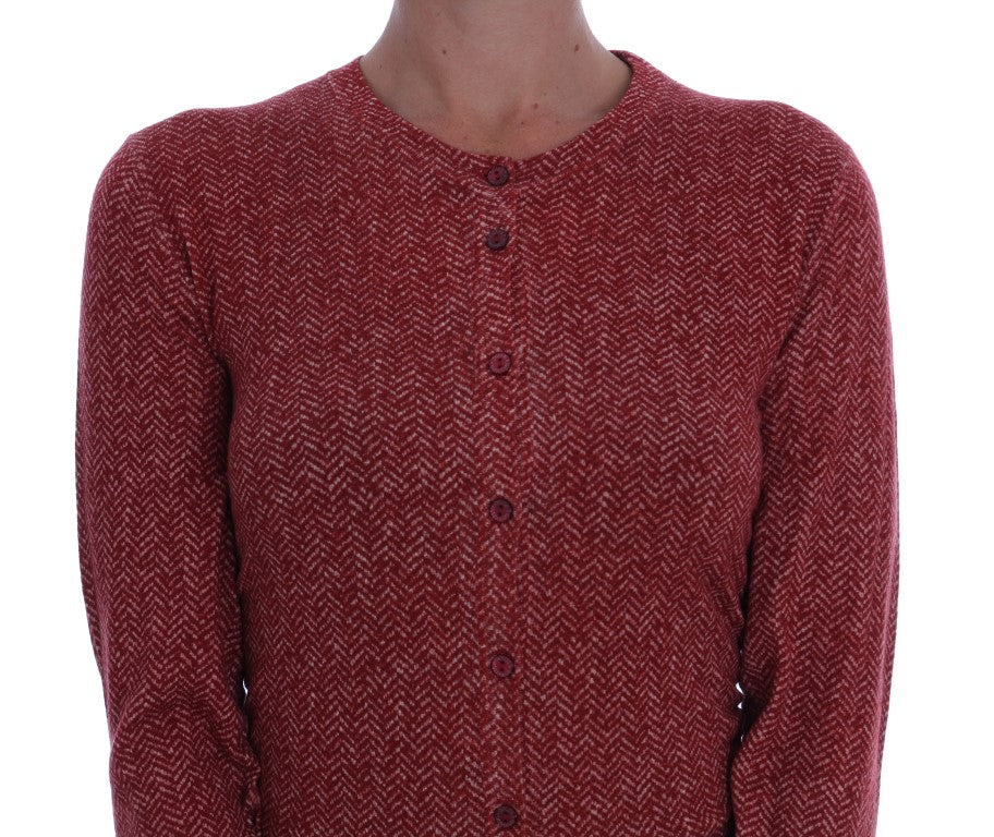 Dolce & Gabbana Red Wool Cardigan Sweater