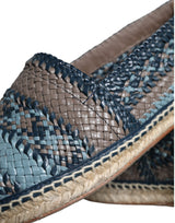 Dolce & Gabbana Blue Gray Woven Leather Buffalo Espadrille Shoes