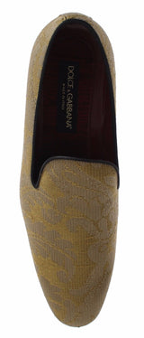 Dolce & Gabbana Golden Baroque Silk Dress Loafers