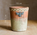 Bee Red Clay Flower Pot and Vase for Rustic Decor
