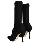 Dolce & Gabbana Black Stiletto Heels Mid Calf Boots Shoes