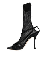 Dolce & Gabbana Black Mesh Stiletto Heels Sandals Shoes