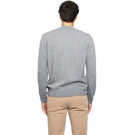 Alpha Studio Gray Wool Mens Crewneck Sweater