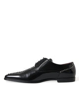 Dolce & Gabbana Black Leather Crystal Dress Formal Shoes