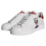 Dolce & Gabbana White Patch Calfskin Nappa Portofino Sneakers Shoes