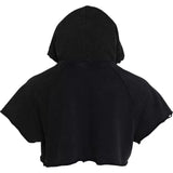 Dolce & Gabbana Black Cotton Hooded Short Sleeves Cropped T-shirt