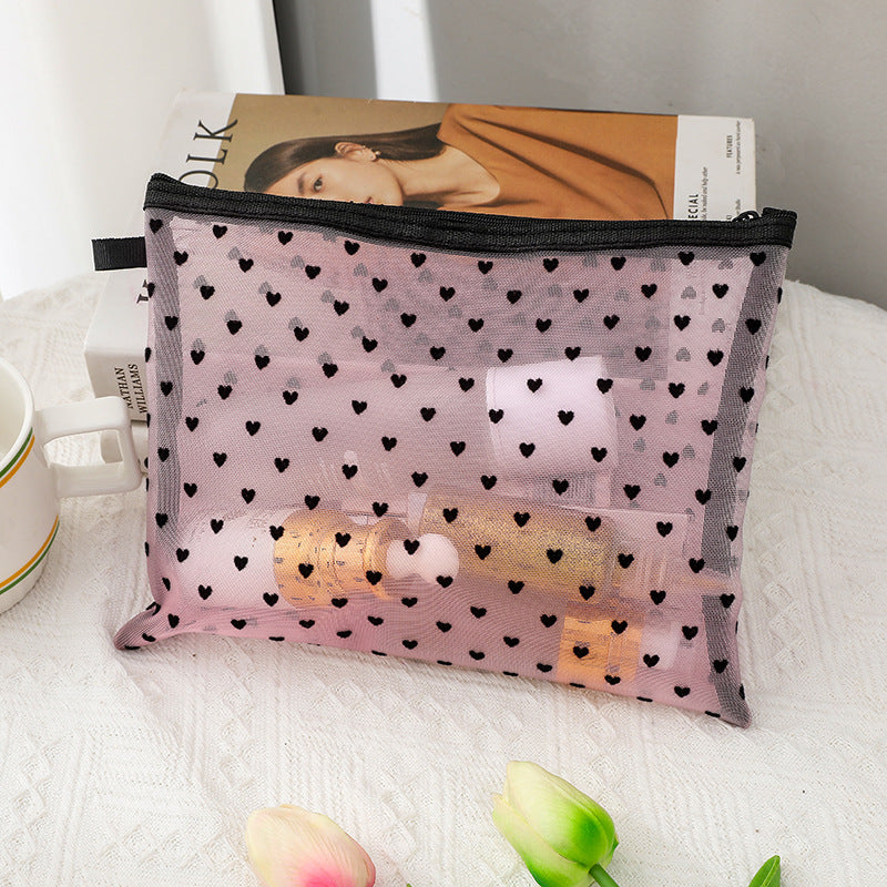 New Ins Heart Velvet Makeup Bag for Girls (Large Capacity)