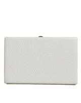 Dolce & Gabbana White Leather Gold Frame Clutch Evening Party Purse Bag