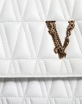 Versace White Mini Nappa Leather Crossbody Shoulder Bag