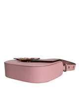 Versace Pink Grainy Calf Leather Logo Crossbody Shoulder Bag