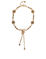 Dolce & Gabbana Gold Tone Brass Crystal Embellished Waist Chain Belt