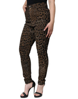 Dolce & Gabbana Brown Leopard Cotton Skinny Denim Jeans