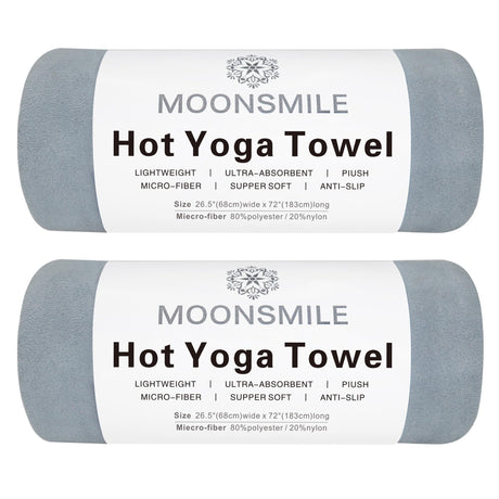 MOONSMILE 2 Pack Hot Yoga Mat Towels for Hot Yoga Non SlipUltra-AbsorbentYoga Essentials for Women and MenSoft Suede Microfiber Hot Yoga Mat Towels Pilates Towels