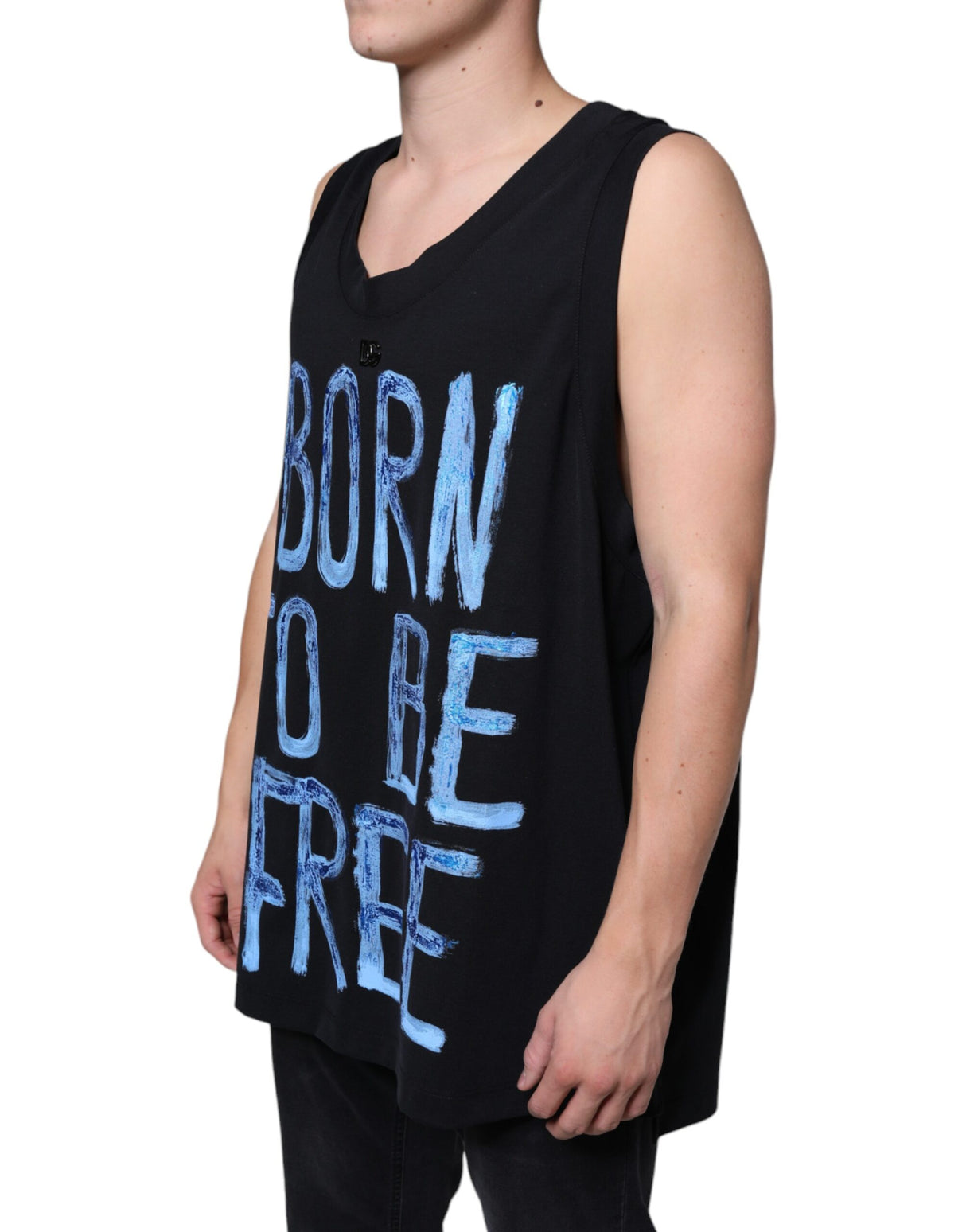 Dolce & Gabbana Black Cotton Born To Be Free Sleeveless T-shirt