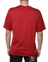 Dolce & Gabbana Red Cotton DG Logo Print Crew Neck T-shirt